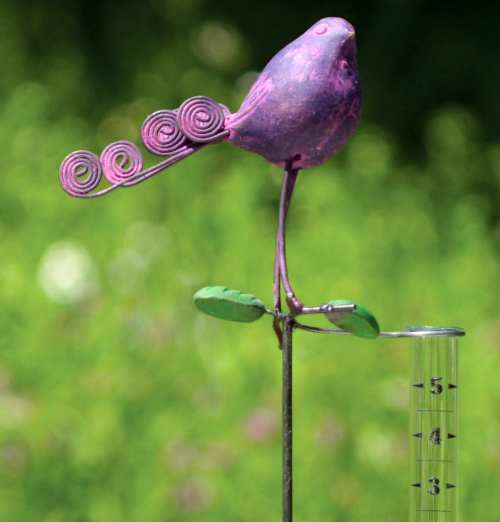 Terra Cotta Filigree Bird Rain Gauge - Purple